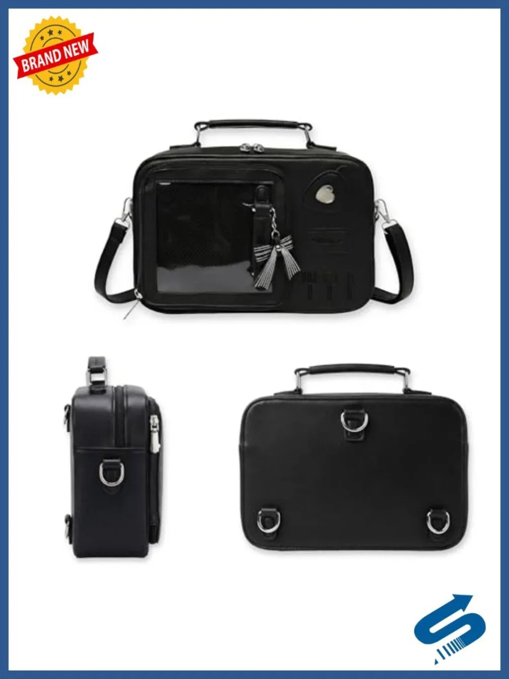 Ita Bag Display Backpack with Removable Insert Window for Anime Pins PU Leather